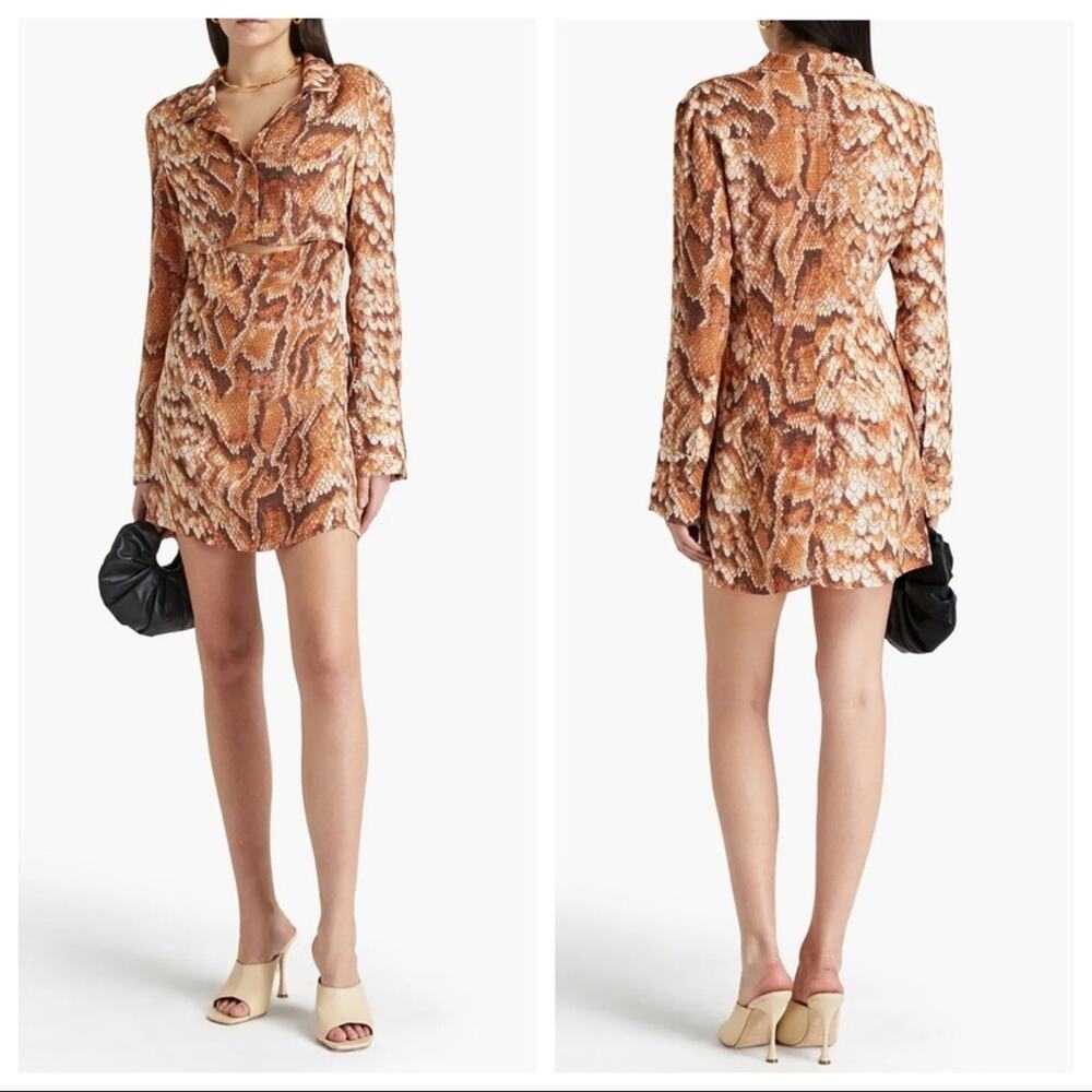 NANUSHKA Tess Cutout Snake-print Satin Mini Dress Size XS Vintage Snake NEW NWT
